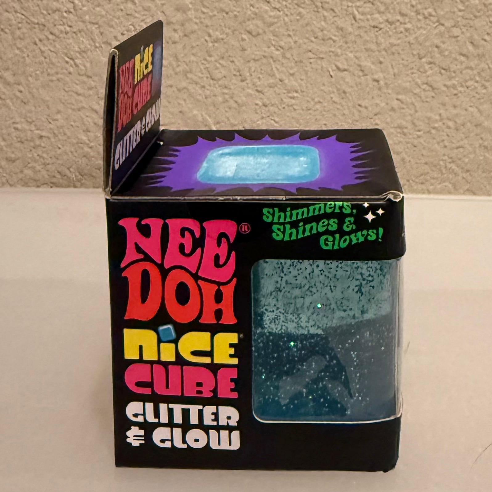 NeeDoh Nice Cube Glitter & Glow - Blue
